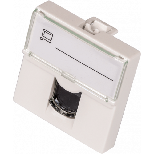 45x45 Mosaic insert, RJ-45 UTP, category 6, with shutter and enlarged label field, white